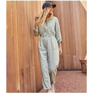 Outerknown Station Cinched Jumpsuit Coveralls Women's Size S Organic Green $248
